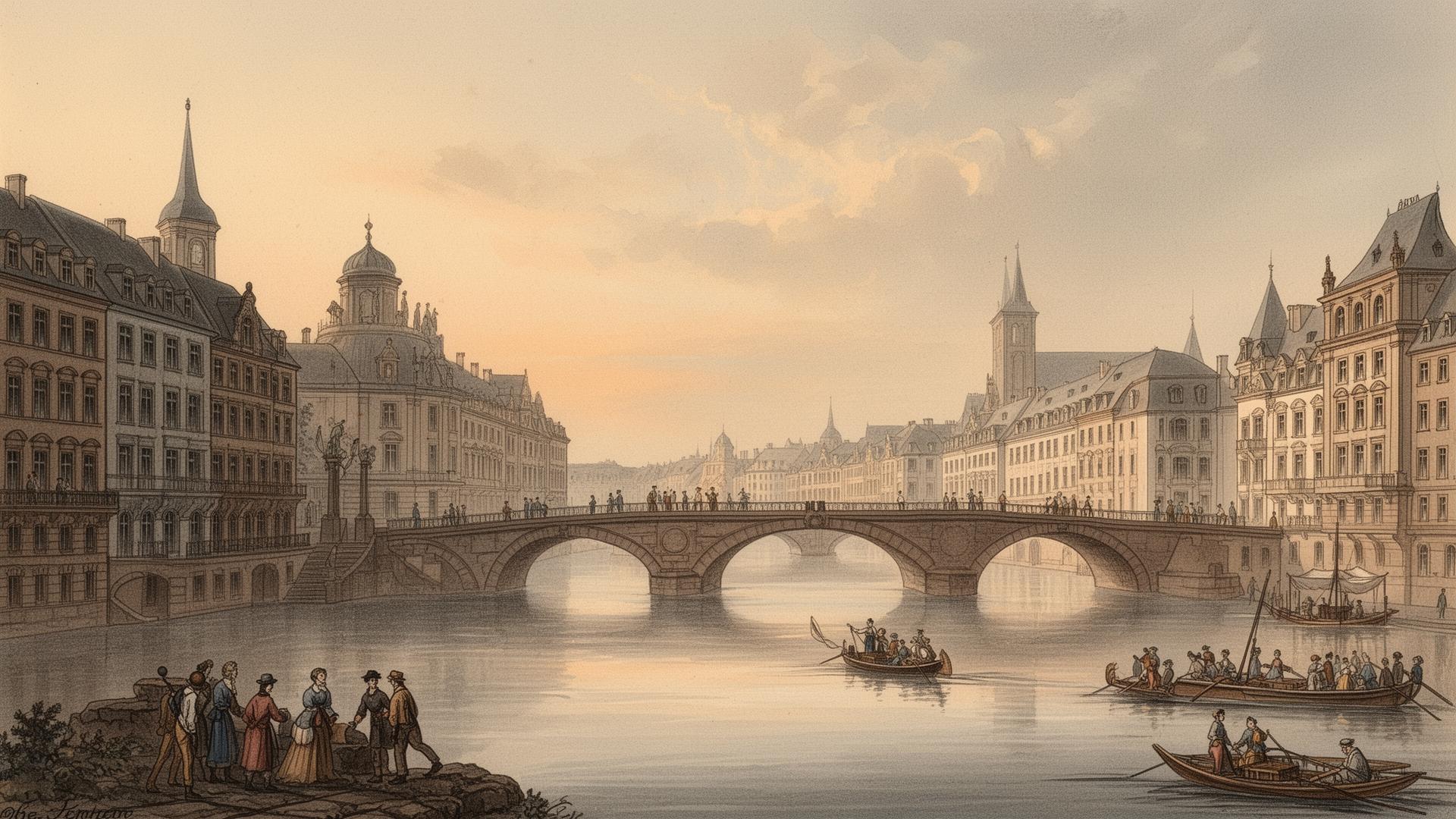 Historische Ansicht von Frankfurt am Main im 19. Jahrhundert