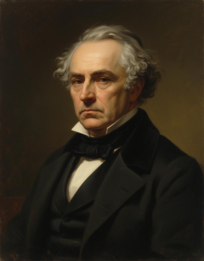 Porträt Arthur Schopenhauers im Stil eines klassischen Ölgemäldes